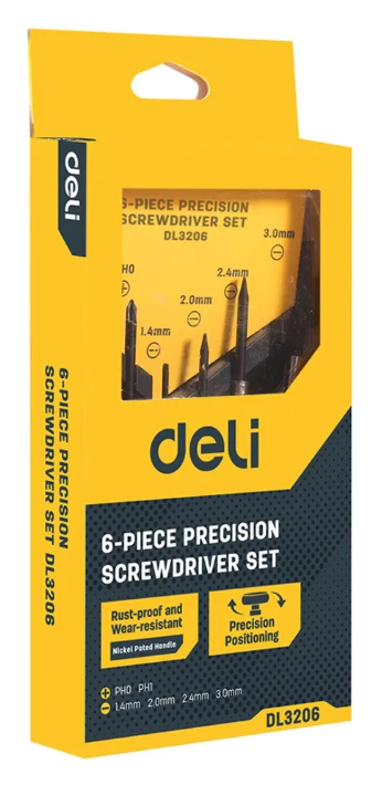 deli – juego con desarmadores de precisión 6 pcs (edl3206)